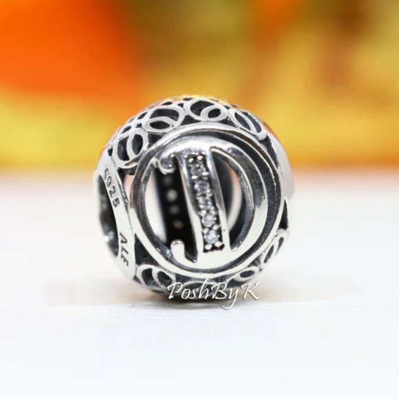 PANDORA Vintage Initial Letter D Charm 791848CZ - Picture 1 of 3